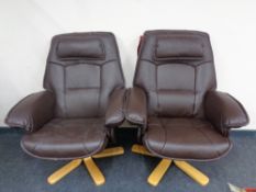 A pair of Relaxateeze leather swivel adjustable armchairs (a/f)