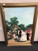 20th Century school : The parade, oil on board,