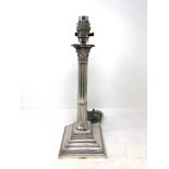 A loaded silver Corinthian column table lamp, Sheffield 1896,