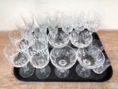 A tray of assorted cut glass and lead crystal drinking glasses