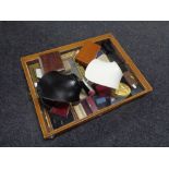 A counter top display cabinet containing a large quantity of assorted jewellery boxes,