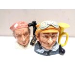 Two Royal Doulton character jugs : Bootmaker D6572 and Veteran Motorist D6633