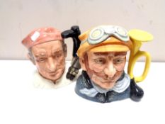 Two Royal Doulton character jugs : Bootmaker D6572 and Veteran Motorist D6633