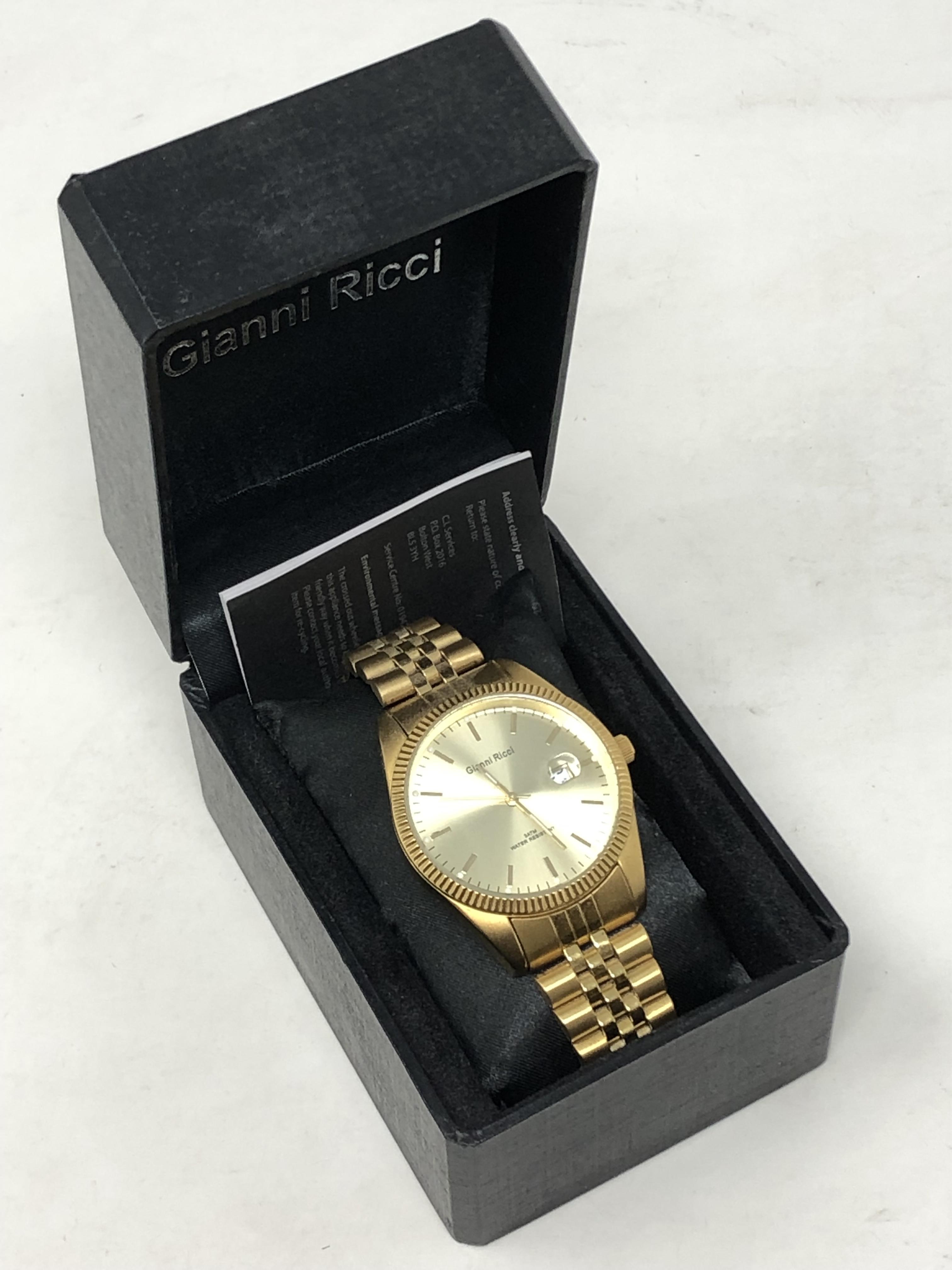 A gent's Gianni Ricci quartz wristwatch, boxed.