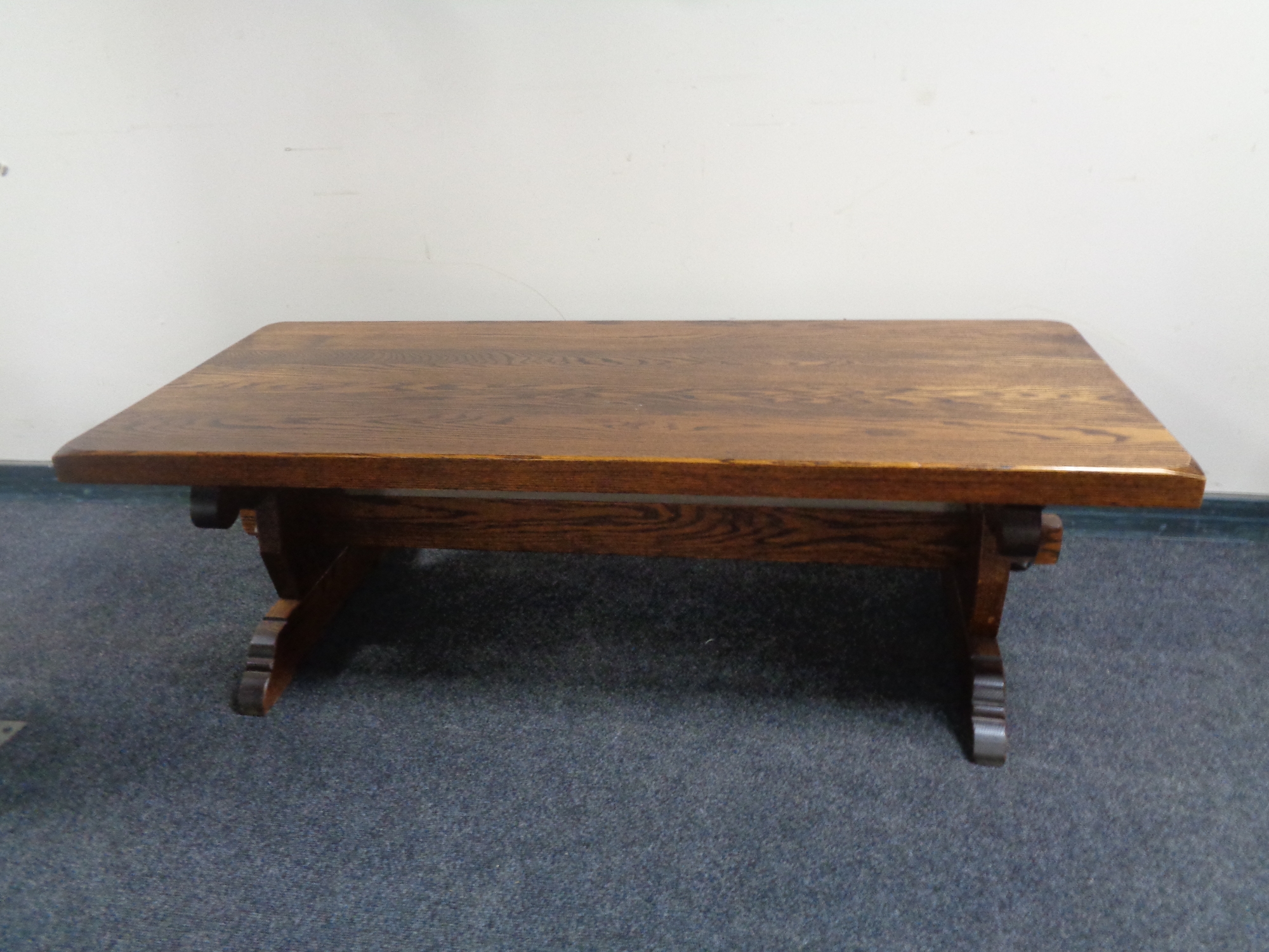 A good quality oak refectory coffee table,