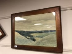 Fritz Kraul : A valley landscape, watercolour,