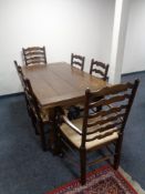 A good quality oak refectory extending dining table, unextended length 160 cm,