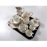 A tray of twenty four piece Royal China Tudor shape hand painted tea china