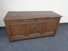 A late 18th/19th century carved oak coffer