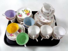 A tray of six Denbro bone china trios together with a further twenty-one piece bone china tea