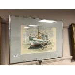 Continental school : Boat in dry dock, watercolour, 39 x 27 cm,