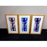 A Mitch Phillips tryptic abstract screen print (framed individually)