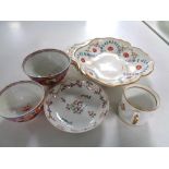 A tray containing five pieces of antique china to include a late 18th/ early 19th century Newhall