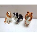 Two Beswick figures : Border Collie and a Sheep dog and a further figure of a dog