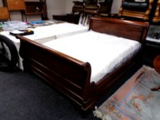 A good quality reproduction mahogany 5 ft sleigh bed with Tempur Cloud Elite memory foam interior