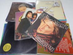 A box of vinyl LPs to include compilations, Rod Stewart,