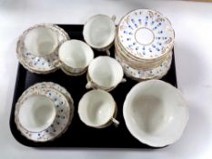 A tray of thirty-piece hand painted antique bone china tea service