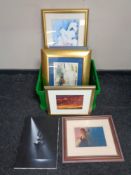 A box of assorted pictures and prints,