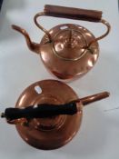 Two antique copper kettles