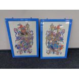 Two paintings of Chinese warriors on rice paper,
