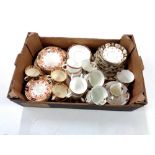 A box containing a quantity of antique and later tea china to include Phoenix ware and Wedgwood