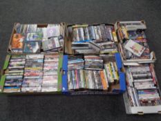 Six boxes of DVDs,