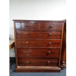 A Victorian mahogany six drawer chest