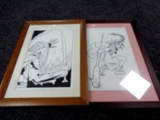 Two framed Marvel bleed art prints