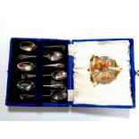 A set of six silver teaspoons in case to commemorate the silver jubilee of King George V