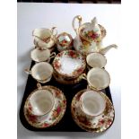 A tray containing 22 piece Royal Albert Old Country Roses bone china tea service