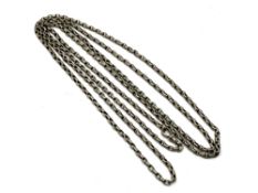 A very long belcher-link chain, stamped Sterling, length 160cm.