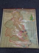 A 20th century pull down Scarborough's map of Northumberland and Durham,