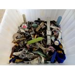 A plastic tub containing a large quantity of assorted lady's and gent's wristwatches (as found)