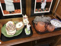 A collection of ceramics and glass to include Maling chestnut chintz, twin handled dish,