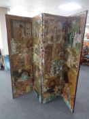 A Victorian four way folding scrap screen