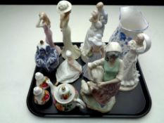 A tray containing Royal Albert Old Country Roses teapot and salt sellers,