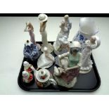 A tray containing Royal Albert Old Country Roses teapot and salt sellers,