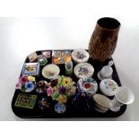 A tray containing miscellaneous to include lidded pill boxes, Royal Worcester coasters,