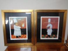 Two Guy Buffet prints of French waiters