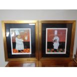 Two Guy Buffet prints of French waiters