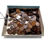 A box containing a large quantity of 19th and 20th century pre decimal one penny and half penny