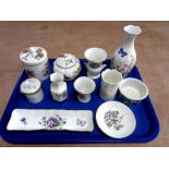 A tray containing cabinet china to include Royal Crown Derby,