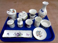 A tray containing cabinet china to include Royal Crown Derby,