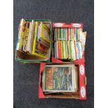 Three boxes containing Viz annuals, 20th century Eagle comics,