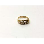 An 18ct gold five stone diamond ring, size J. CONDITION REPORT: 2.