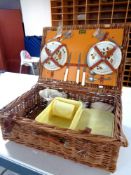 A wicker cased Braxton picnic set