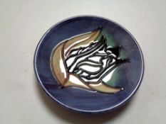 A Moorcroft Black Tulip pin dish, width 11.