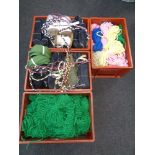 Four crates containing assorted haberdashery trim