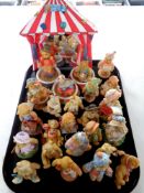 A tray containing cherished teddy figures and circus stand