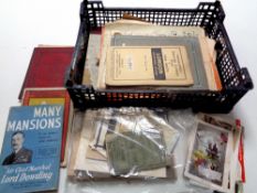 A box containing miscellaneous to include postcards, books, London picture album,